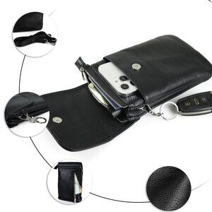 Befen Black Genuine Leather Stadium Phone Crossbody Bag, NWT